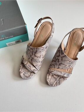 Andrew Geller Theola Nude Snake Heels Size 8M